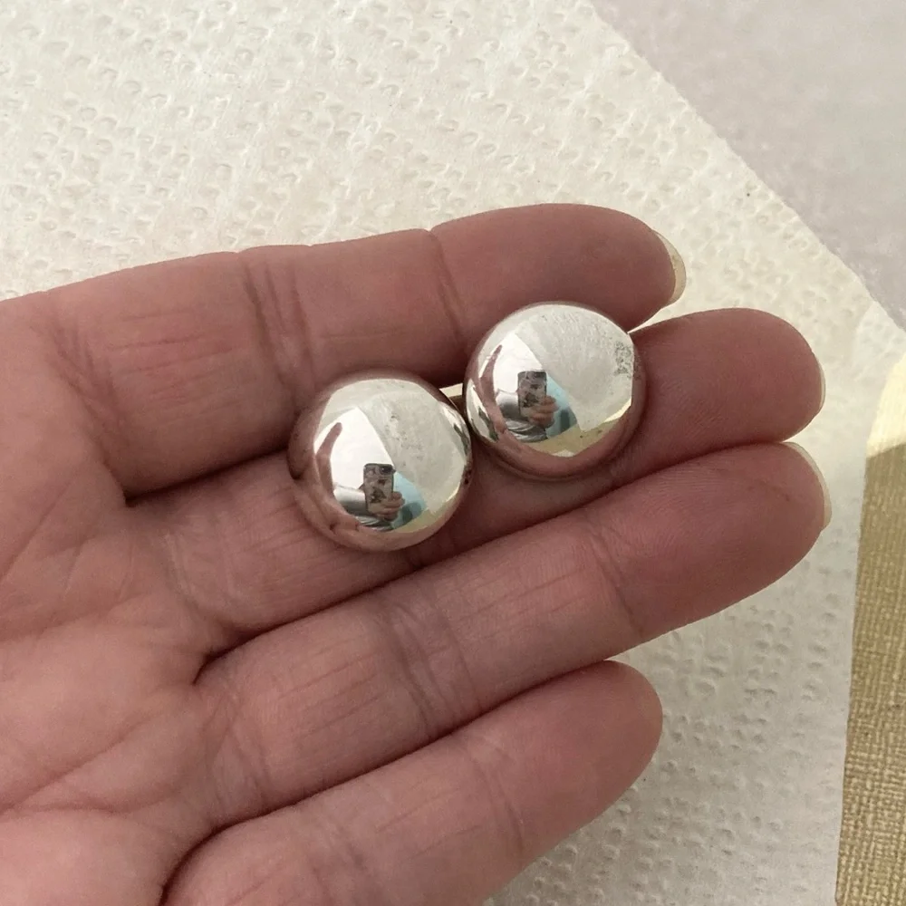 Vintage Mexican Sterling Silver High Polish Dome Button cuff links